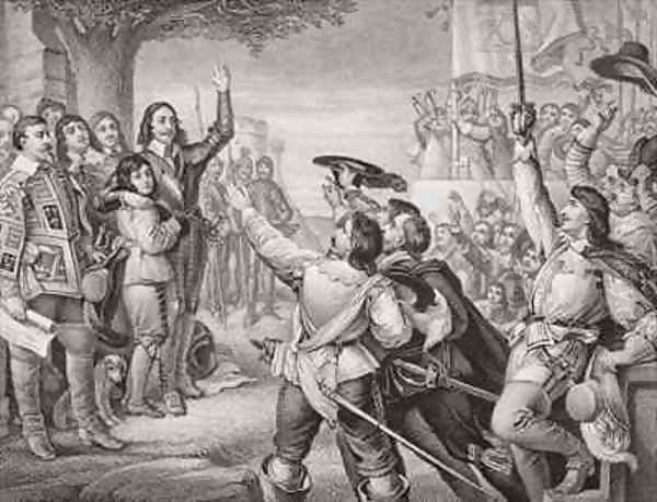 Charles I 1600-49 erecting his standard at Nottingham in the opening scene of the Great Civil War on 25th August 1642 Oil Painting by Charles West Cope