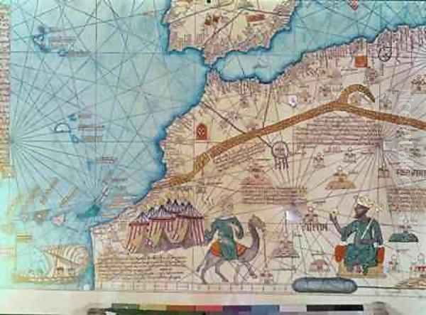 Detail from the Catalan Atlas Oil Painting by Abraham Cresques