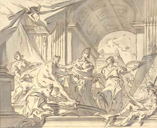 Alexander presenting Campaspe to Apelles Oil Painting by Carlo Innocenzo Carlone