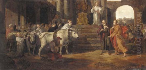 Saints Paul And Barnabas At Lystra Oil Painting by Pieter Lastman