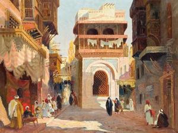 Street Of Cairo Oil Painting by Aleksander Laszenko