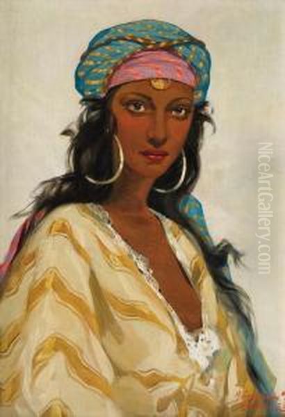 Girl From Amman Oil Painting by Aleksander Laszenko