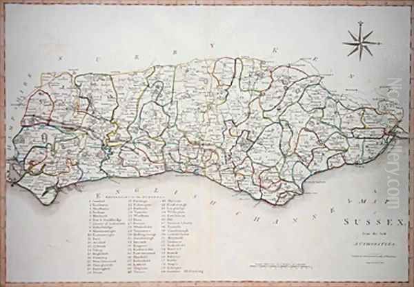 Map of Sussex Oil Painting by Cary, John