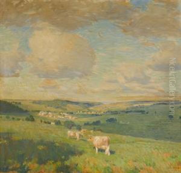 Meridale Jersey Farms Oil Painting by William Langson Lathrop