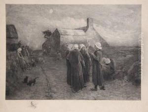 Women At Farm Oil Painting by William Langson Lathrop