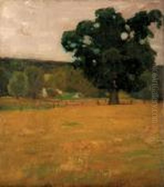 Tree In A Landscape Oil Painting by William Langson Lathrop