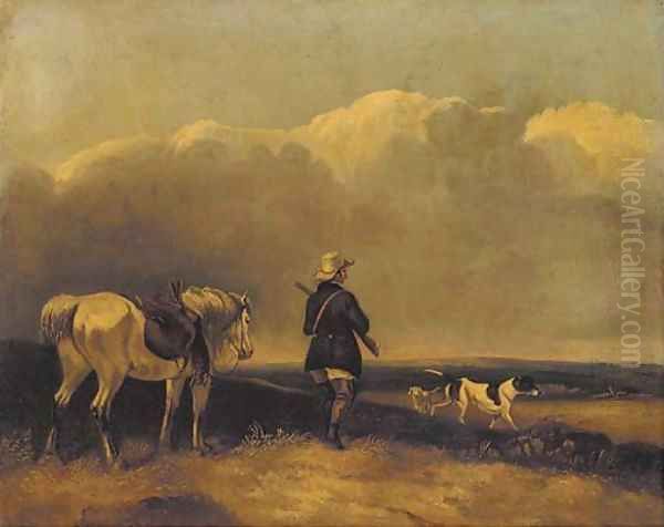 Partridge Shooting Oil Painting by Abraham Cooper