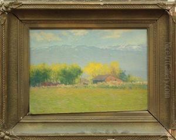 House In Field Oil Painting by Lorenzo Palmer Latimer