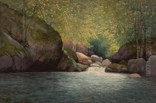 The Trout Pool Oil Painting by Lorenzo Palmer Latimer