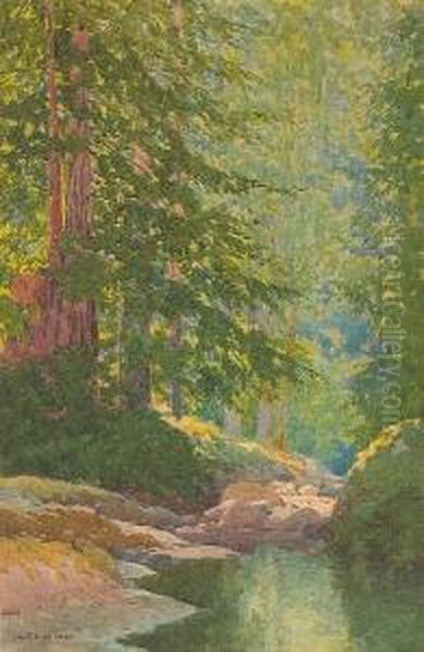 Creek, Fish Hatchery Road Oil Painting by Lorenzo Palmer Latimer