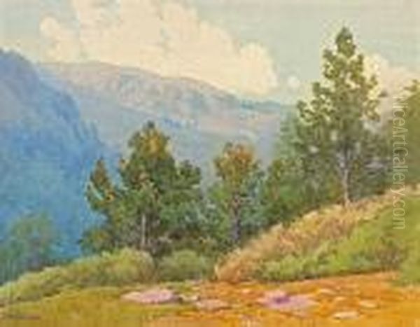 Mountains At Fallen Leaf, California Oil Painting by Lorenzo Palmer Latimer