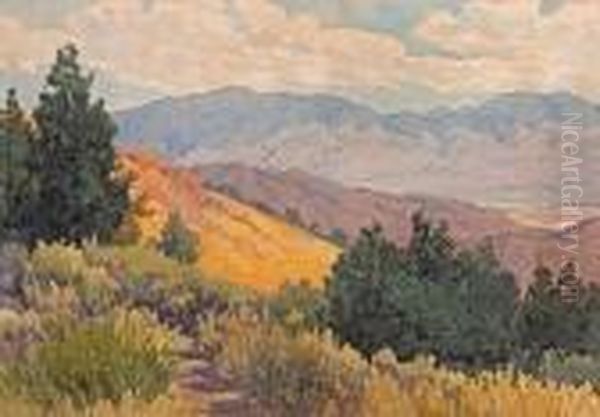 From The Summit, Jumbo Grade, Virginia City Oil Painting by Lorenzo Palmer Latimer