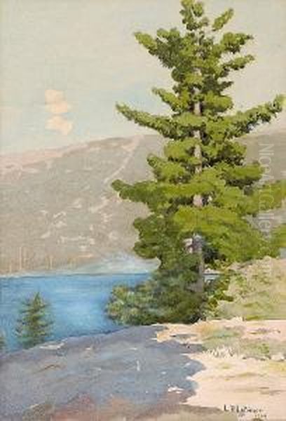 Pyramid Lake, Nevada Oil Painting by Lorenzo Palmer Latimer