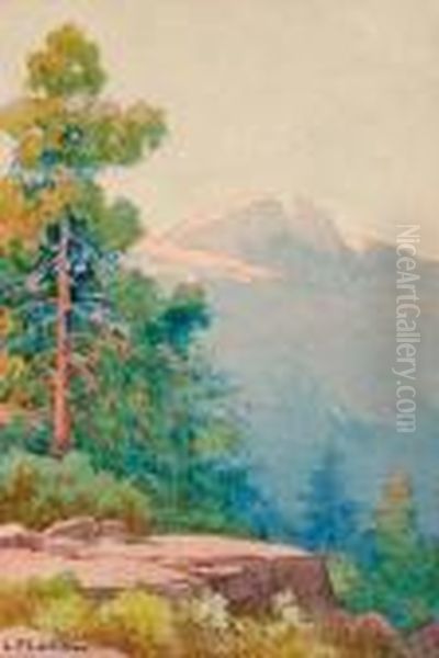 Mountainous Landscape Oil Painting by Lorenzo Palmer Latimer