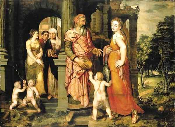 The Expulsion of Hagar Oil Painting by Coxie, Michiel I