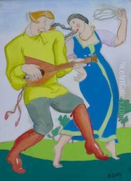 Couple De Danseurs Oil Painting by Michel Lattry