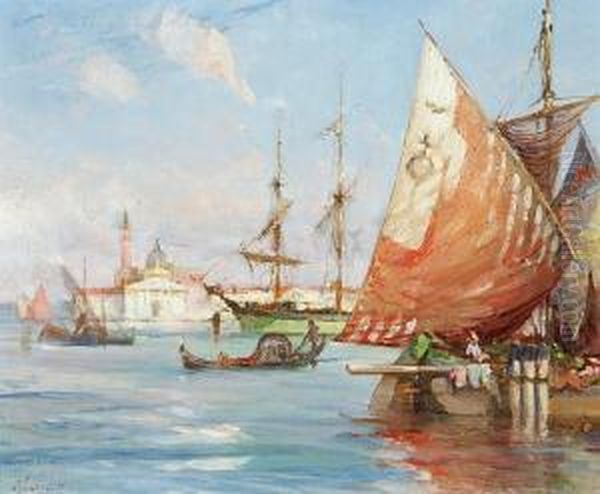 Venetian Lagoon Oil Painting by Charles James Lauder