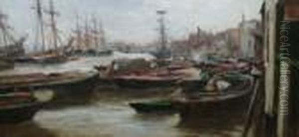 Among The Barges Oil Painting by Charles James Lauder