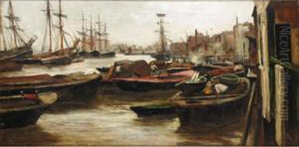 Among The Barges Oil Painting by Charles James Lauder