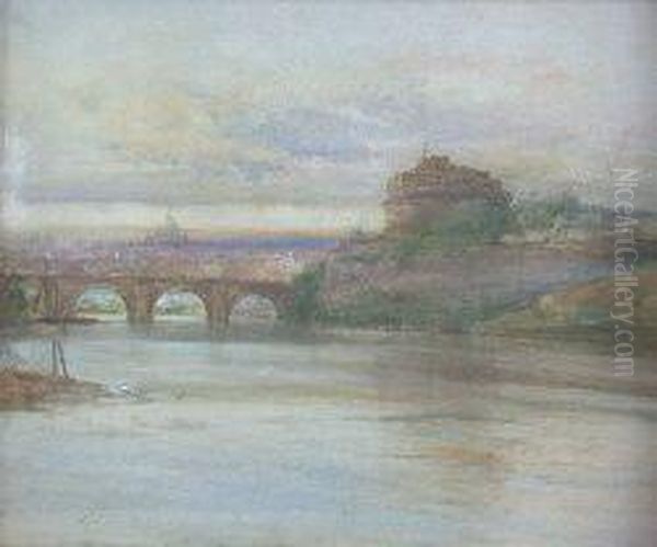 Rome And Castel San Angelo From The River Oil Painting by Charles James Lauder