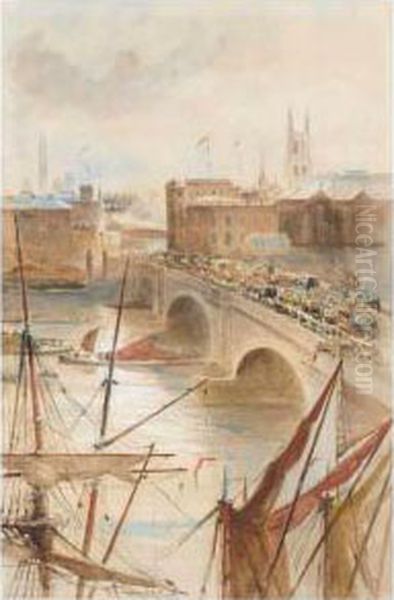 London Bridge Oil Painting by Charles James Lauder