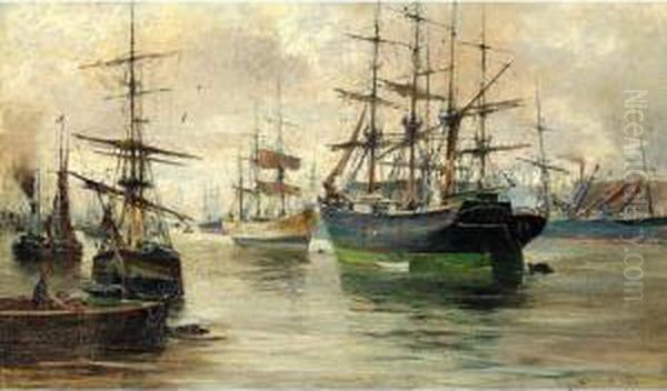 Shipping On The Clyde Oil Painting by Charles James Lauder