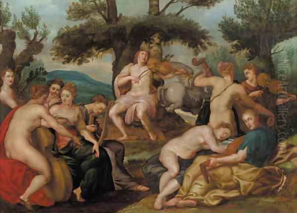 Apollo and the Muses Oil Painting by Hendrick De Clerck