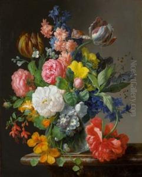 Blumenstrauss. 1841. Oil Painting by Josef Lauer