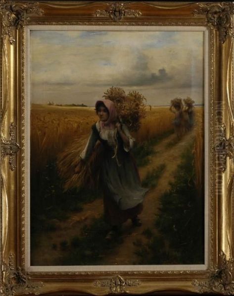 Bringing In The Harvest Oil Painting by Georges Laugee