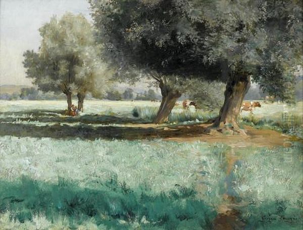 Sommerlandschaft Mit Kuhen Oil Painting by Georges Laugee