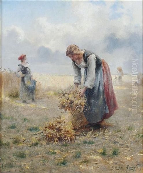 Laugee, , Les Glaneuses Oil Painting by Georges Laugee