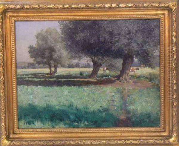 Troupeau Au Paturage Oil Painting by Georges Laugee