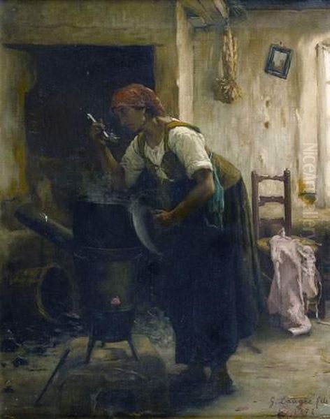 La Soupe Oil Painting by Georges Laugee