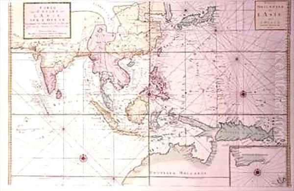 Coastal chart extending from northwestern India to northern Australia by way of Japan and the Philippines Oil Painting by Johannes and Mortier, Cornelis Covens