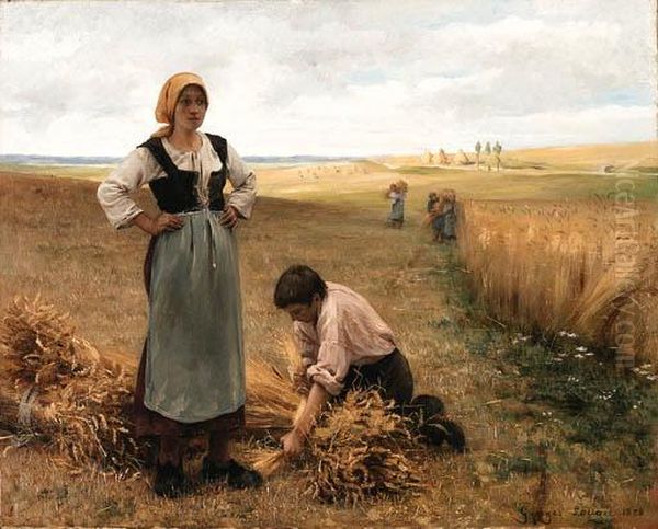 Harvesting The Fields Oil Painting by Georges Laugee