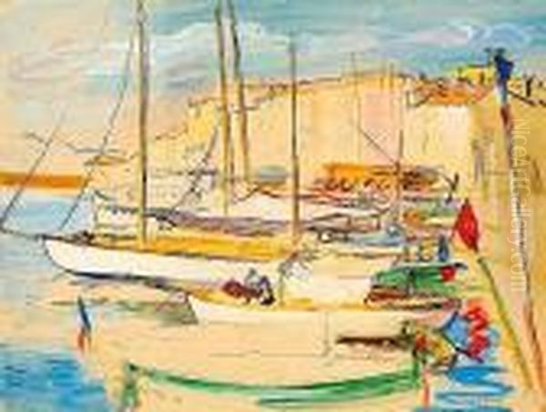 Le Port De Saint-tropez Oil Painting by Jean Launois