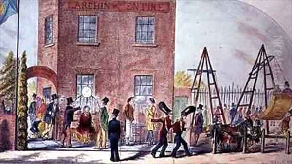 Fair Swings at the Primrose Tavern Chalk Farm Oil Painting by Percy Cruikshank