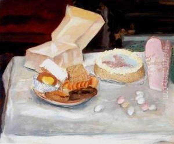 Nature Morte Aux Gateaux Oil Painting by Jean Launois