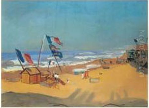 Sur La Plage Oil Painting by Jean Launois