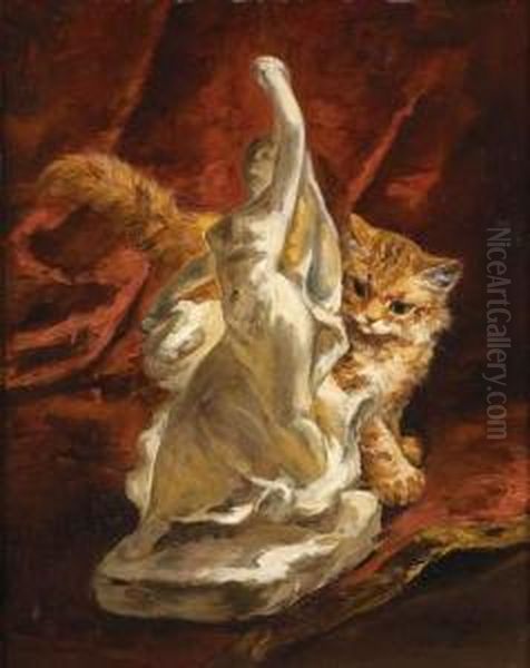 Chaton Et Statue De Danseuse Oil Painting by Yvonne Marie, Yo Laur