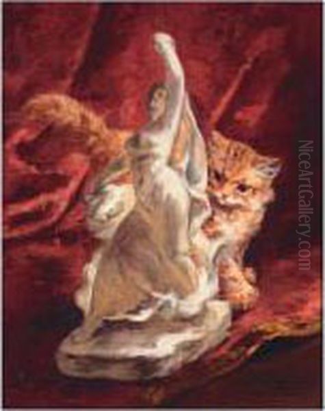 Cat And Dancer Oil Painting by Yvonne Marie, Yo Laur