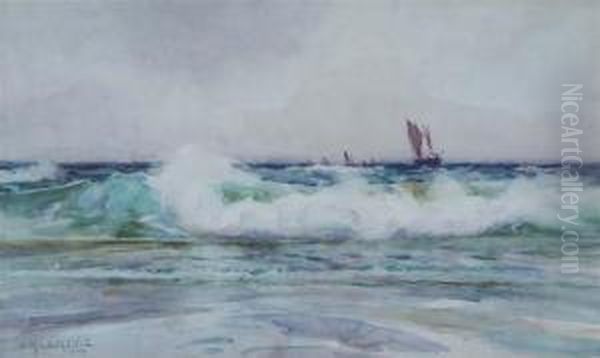 Coastal View With Sailing Vessels Oil Painting by Sidney Laurence