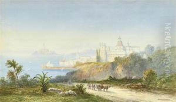 View On A Mediterranean Coastline Oil Painting by Sidney Laurence