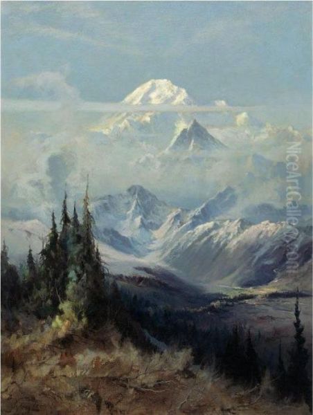 Mount Mckinley In Mist Oil Painting by Sidney Laurence