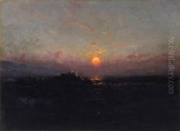 At Cook Inlet, Sunset Oil Painting by Sidney Laurence