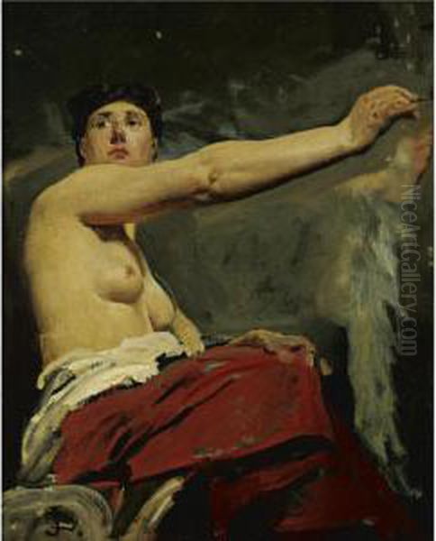 Study For The Central Figure In The Ceiling Of The Palais De La Legion D'honneur Oil Painting by Jean-Paul Laurens