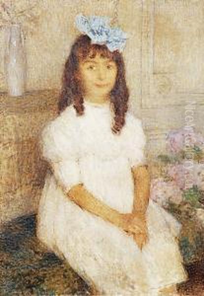 Portrait De Petite Fille Oil Painting by Ernest Joseph Laurent