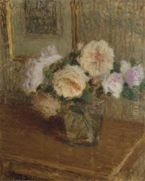 Vase De Roses Oil Painting by Ernest Joseph Laurent