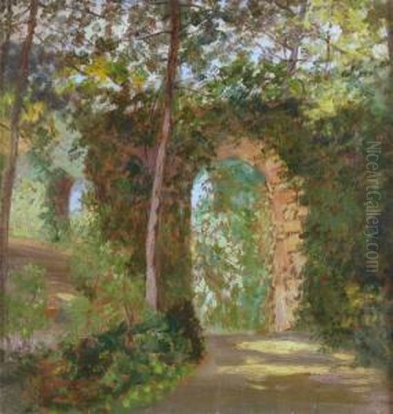 Scorcio Di Boscaglia Con Rudere Oil Painting by Nicola Laurenti