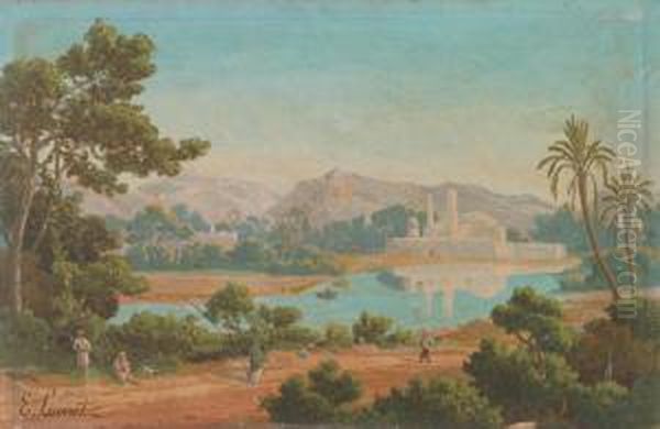 Paysage Oriental Oil Painting by Emmanuel Joseph Lauret